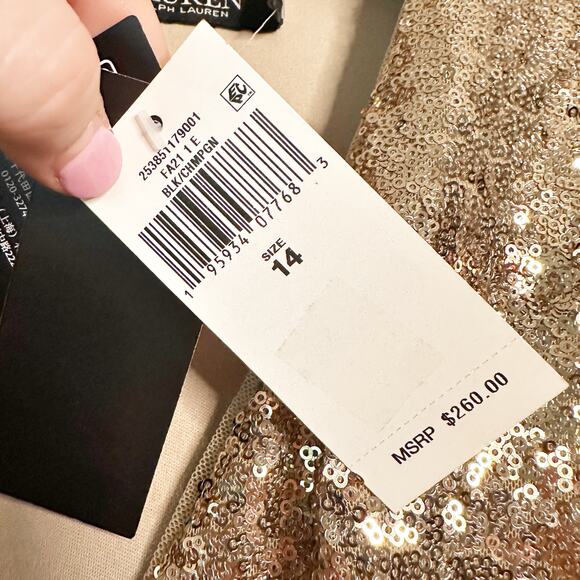 Lauren Ralph Lauren Gold Sequin Jumpsuit - Size 14 - NWT - Picture 9 of 16